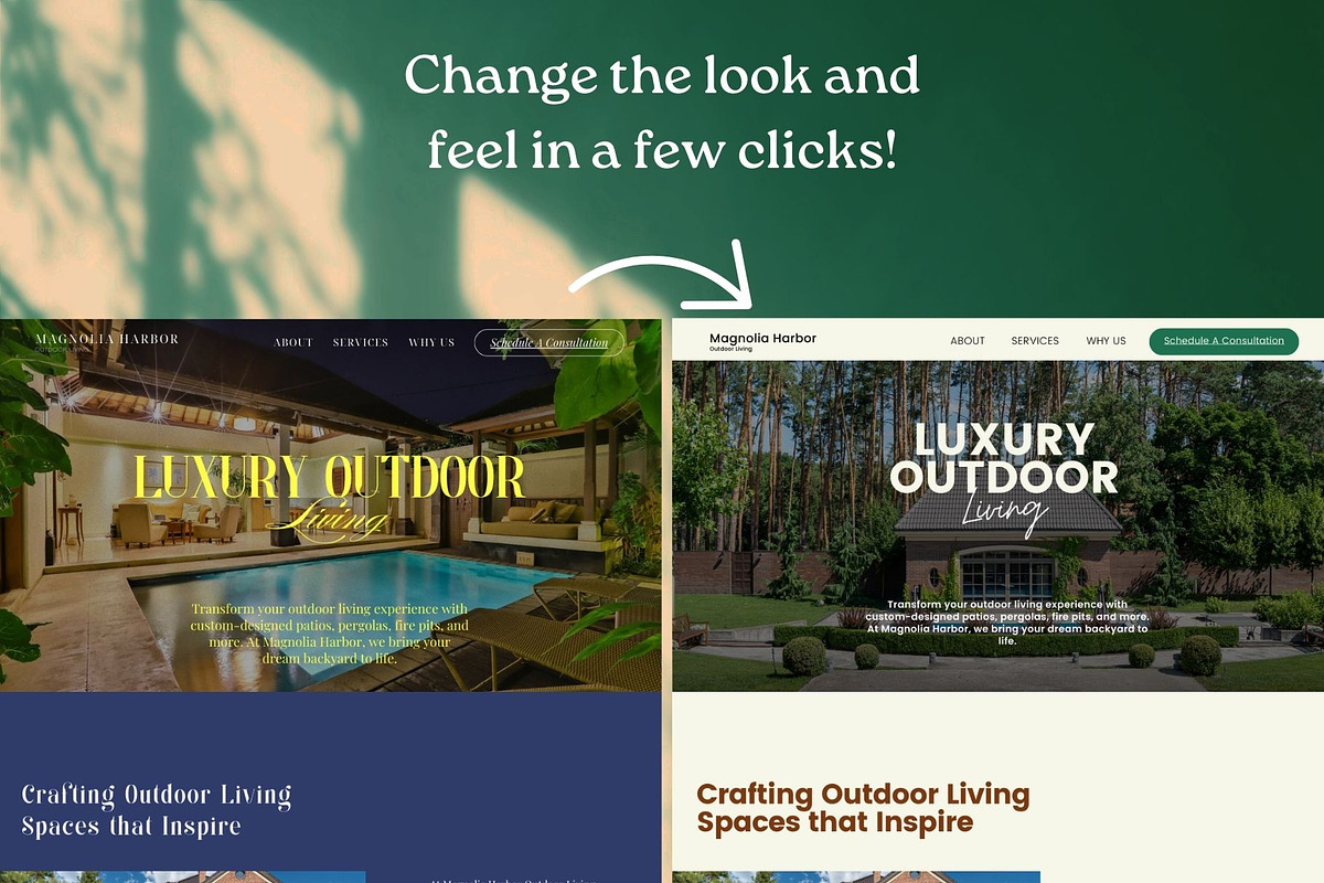 Outdoor Living Canva Website, a Landing Page Template by Oranja Studio (Photo 2 of 3)