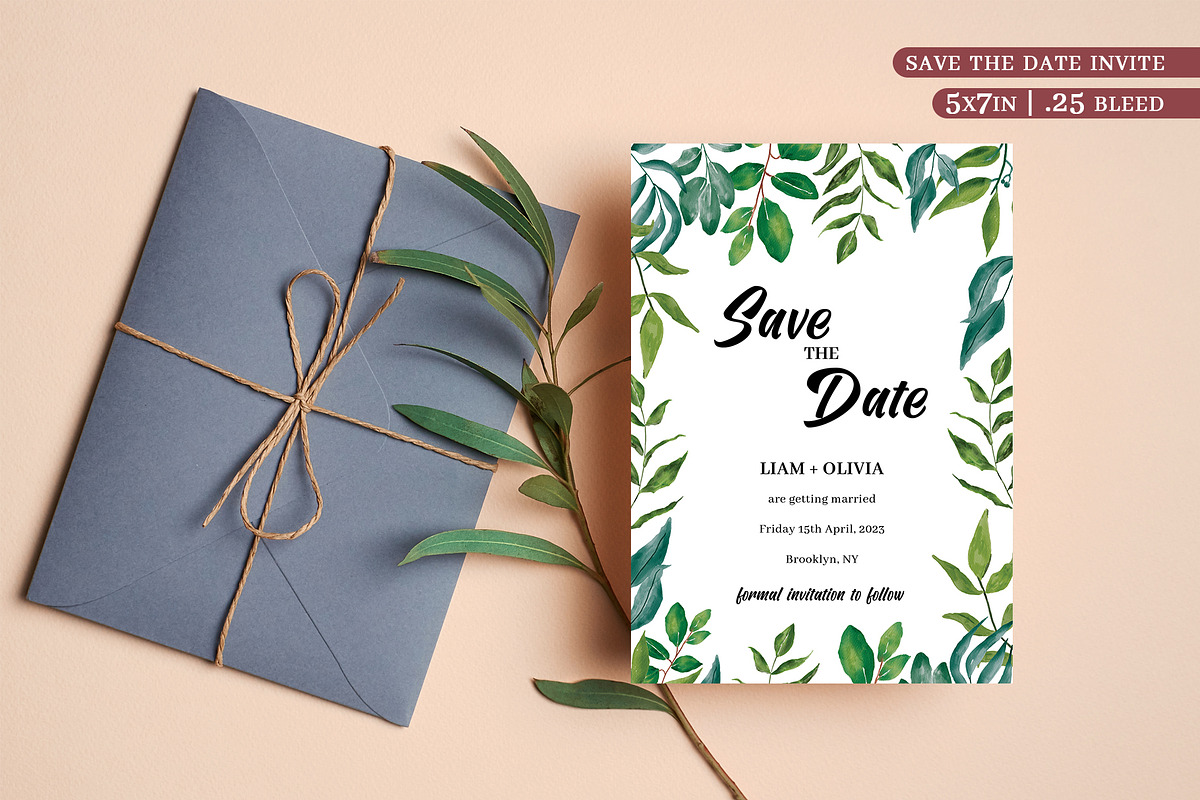 Greenery wedding Invitation Suite, an Invitation Template by Beyond Muse (Photo 6 of 10)