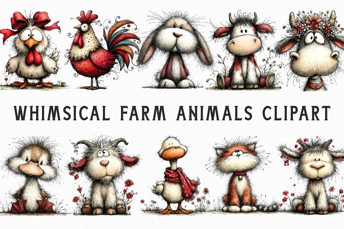 Whimsical Farm Animals Clipart, an Illustration by Libby Wishes (Photo 4 of 5)
