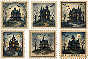 Halloween Postage Stamp Sublimation, an Illustration by Libby Wishes (Thumbnail 3 of 6)