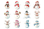 Christmas Snowman Clipart, an Illustration by Design Market (Thumbnail 3 of 4)