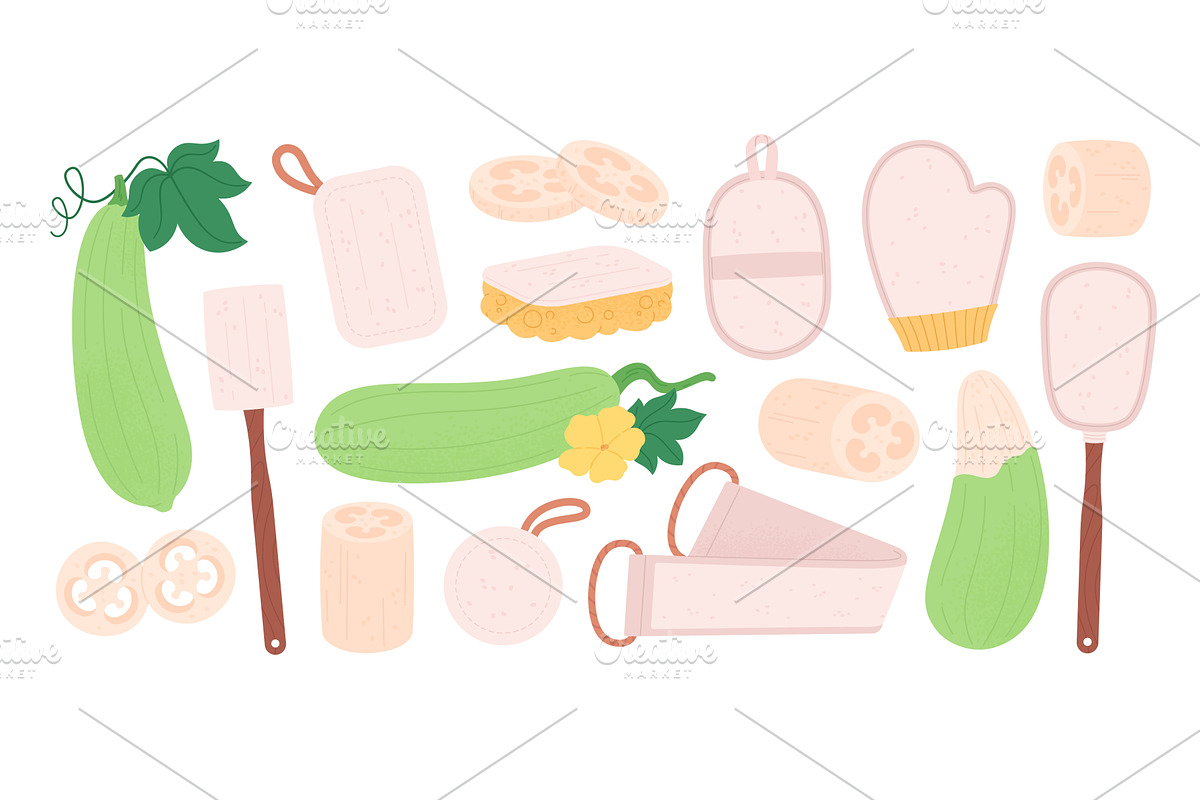 Loofah elements. Bath accessories, an Object Illustration by LadadikArt