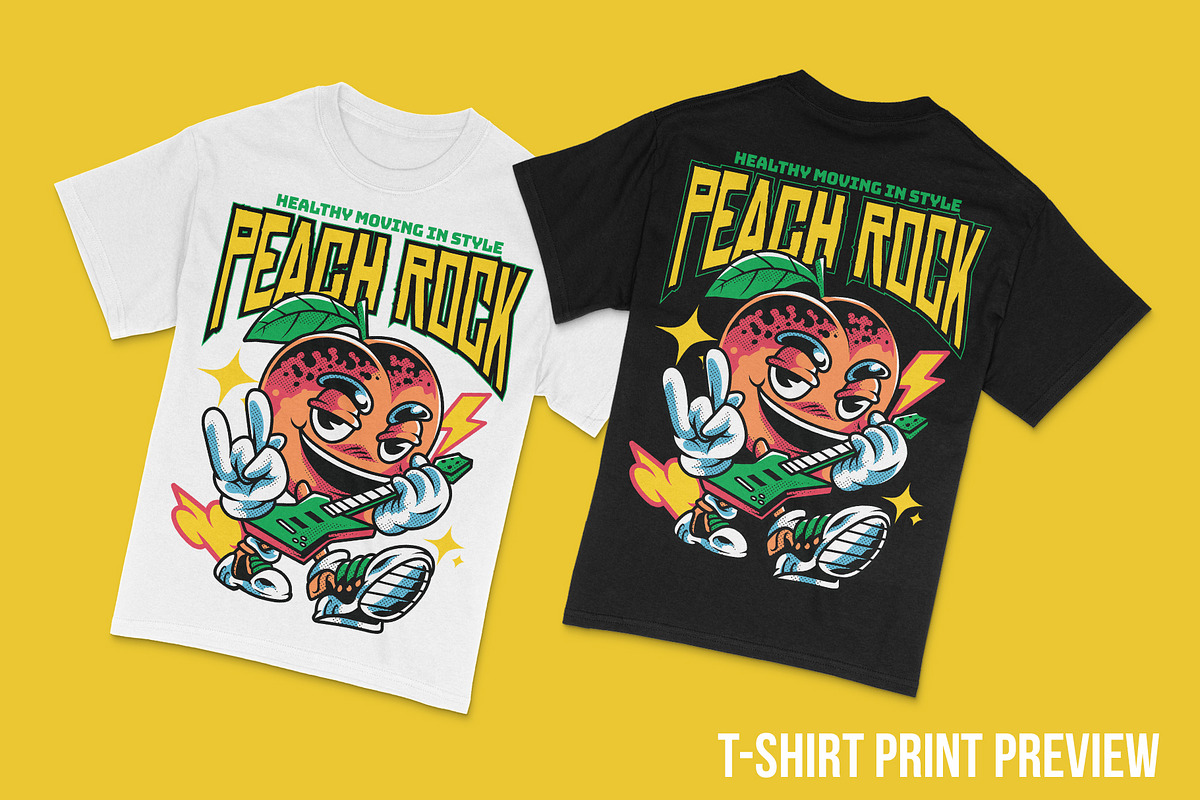 Peach Rock T-Shirt Illustration, a Food Illustration by badsyxn (Photo 5 of 5)