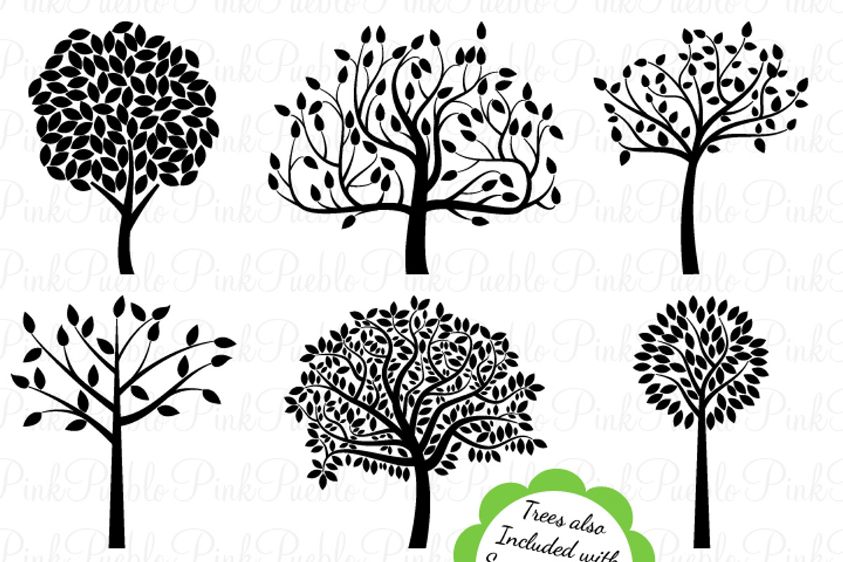 Tree Silhouettes Clipart & Vectors, an Illustration by PinkPueblo (Photo 1 of 2)