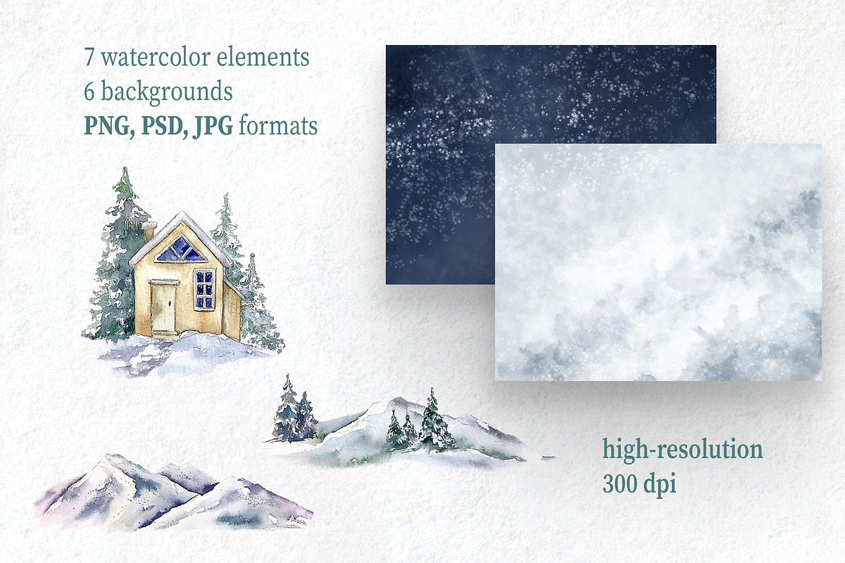 Watercolor Christmas forest house, a Seasonal Illustration by Lidia's watercolor world (Photo 3 of 6)