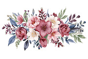 Burgundy Floral Clipart Set, an Illustration by Designer_Momina (Thumbnail 10 of 16)