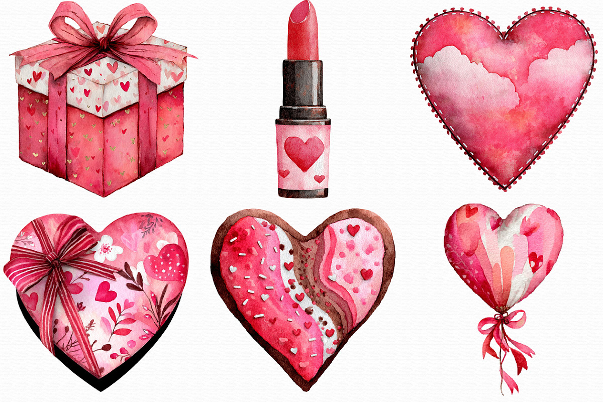 Watercolor Valentines Day Clipart, an Illustration by Libby Wishes (Photo 7 of 7)