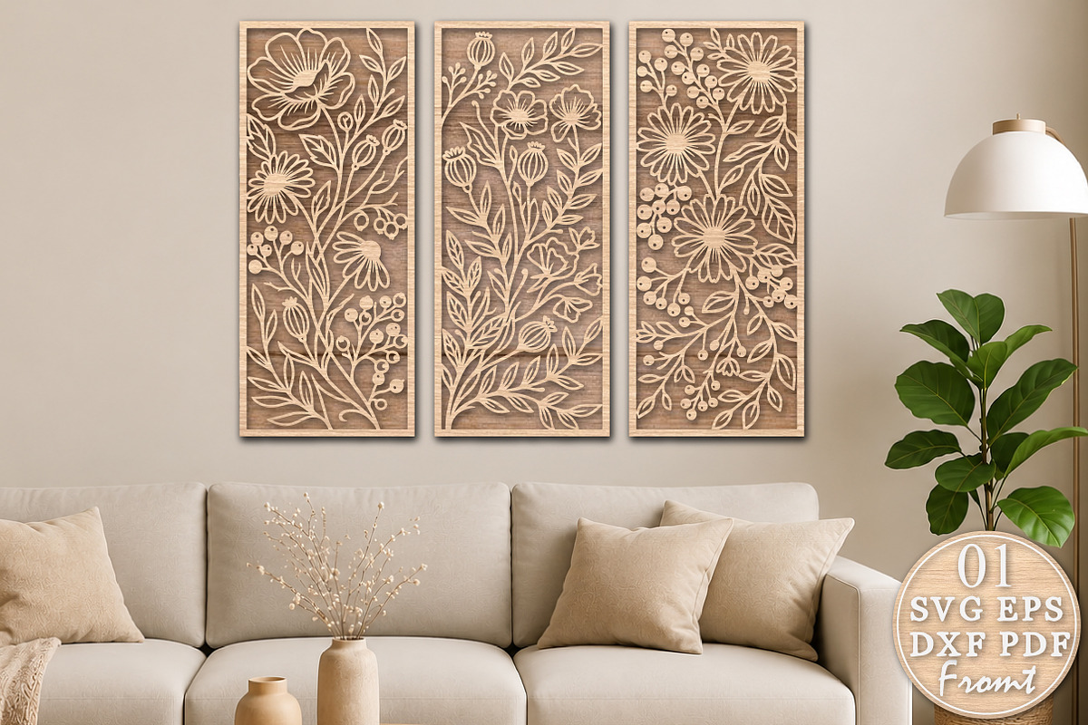 Floral Wall Art SVG Laser Cut Flower, an Object Graphic by Rose Art (Photo 1 of 3)