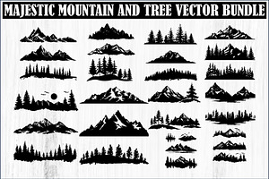 Majestic Mountain and Tree Vector Bu, a Graphic by balal
