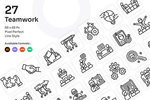 Teamwork Icons Set - Line, an Outline Icon by Kmg Design