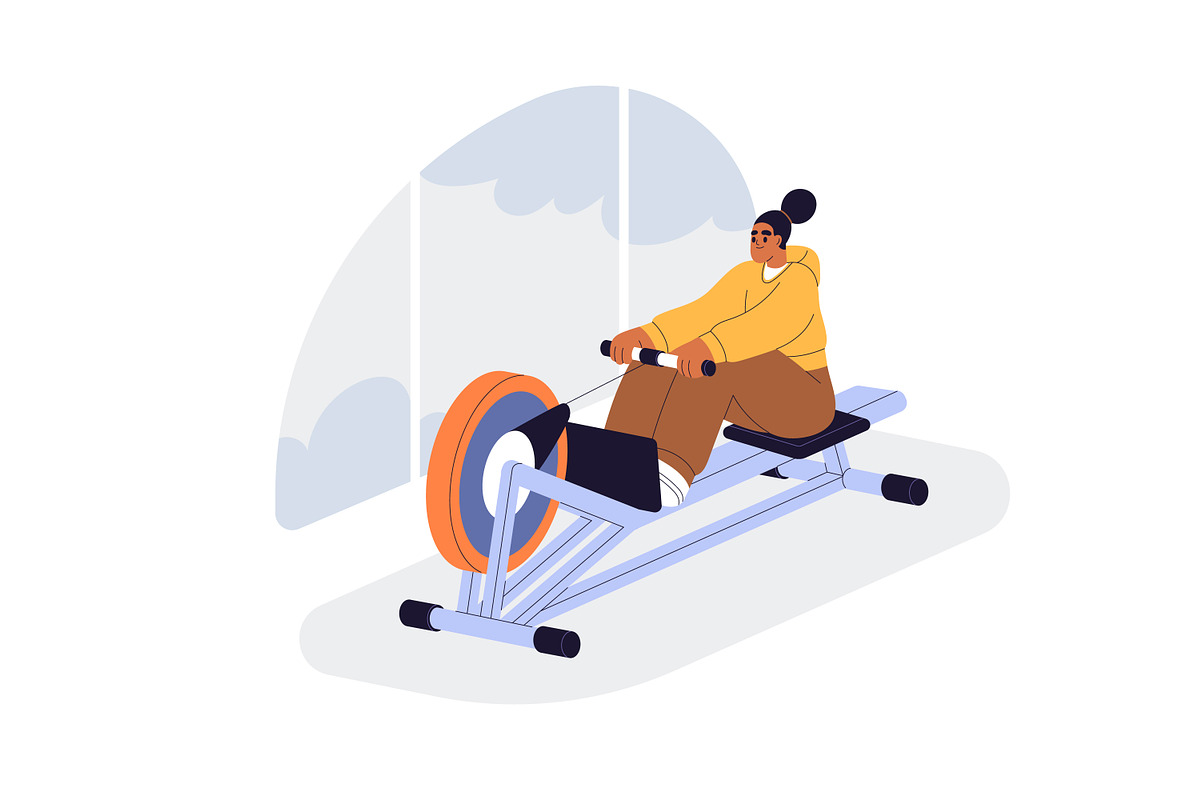 People do sport exercises in gym set, a Sport Illustration by Good Studio (Photo 6 of 15)