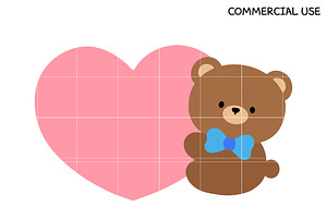 Cute Bear with Heart SVG