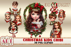 Kids Adorable Chibi clipart,Girls, a Person Illustration by CraftArtStory