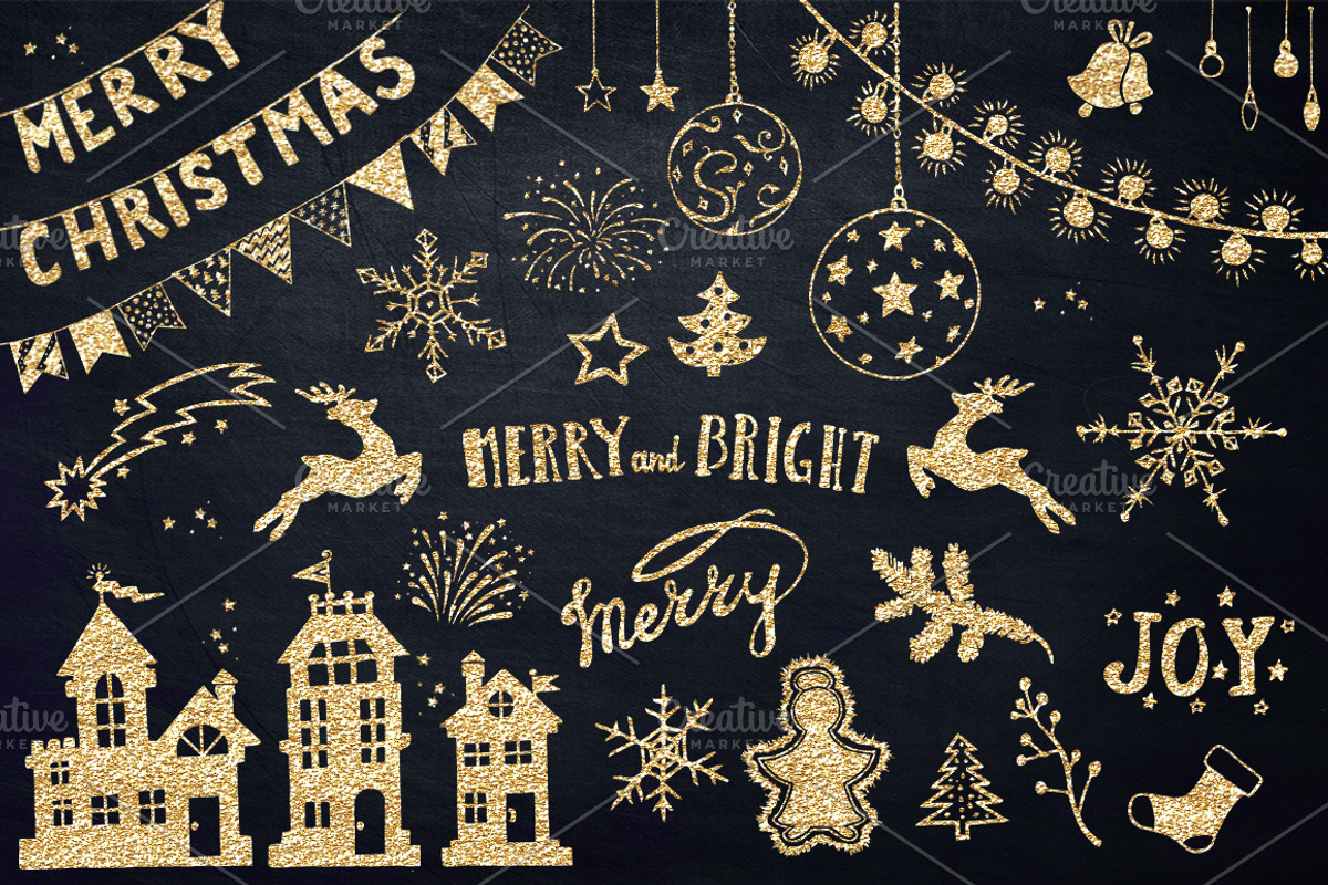 Sale -Gold Christmas Design Elements, an Illustration by DigitalCloud (Photo 1 of 2)