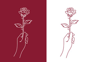 Illustration Hand Hold Rose Flower, a Branding & Logo Template by Signatoro