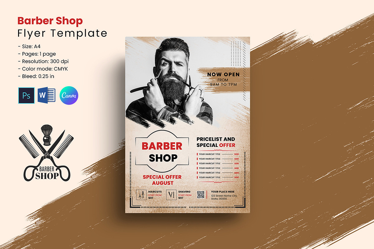 Barber Shop Flyer Template, a Flyer Template by Template Shop (Photo 1 of 3)