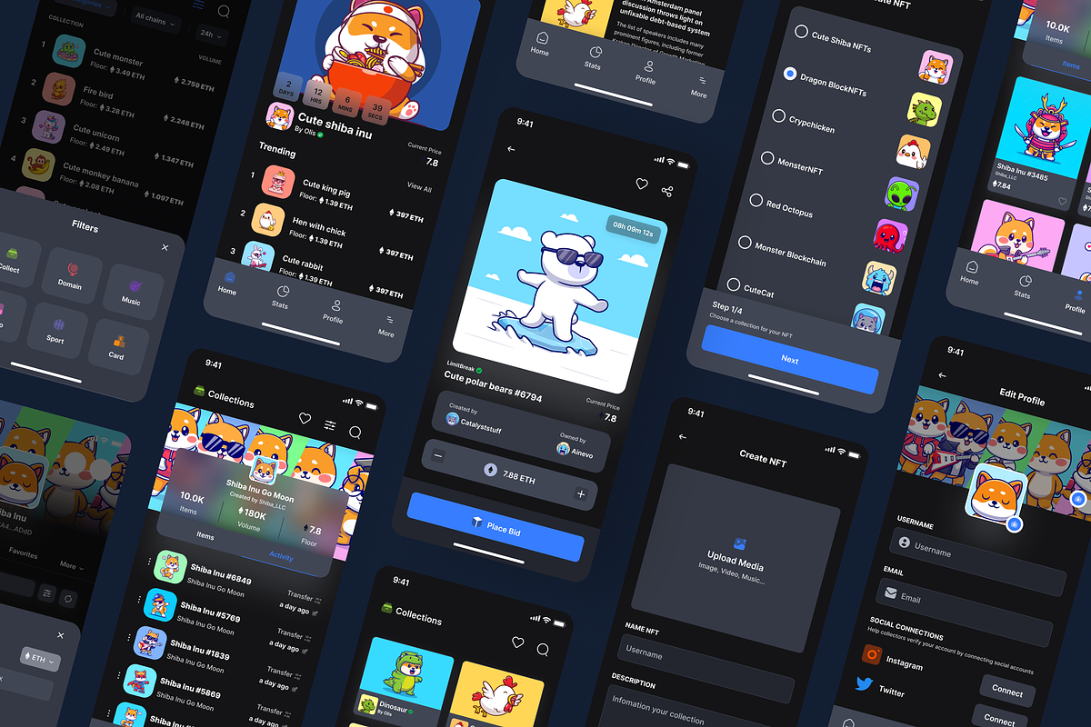 MEGANFT - NFT Marketplace App UI Kit, an UI Kit Template by UIMEGA (Photo 5 of 6)
