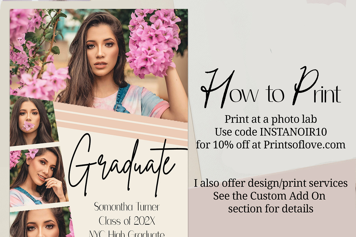 Modern Graduation Card Template, a Card Template by InstaNoirDesigns (Photo 5 of 9)