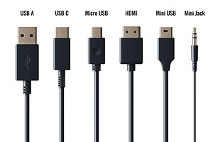 USB connector collection with, a Technology Illustration by art PVP - market