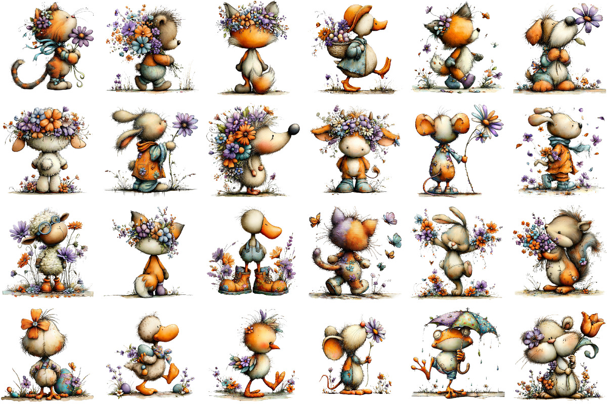 Whimsical Spring Animals Clipart, an Illustration by designcity5 (Photo 2 of 5)