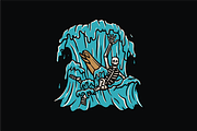 Skeleton Surfing the Waves, an Object Illustration by nomlimo.com (Thumbnail 1 of 3)
