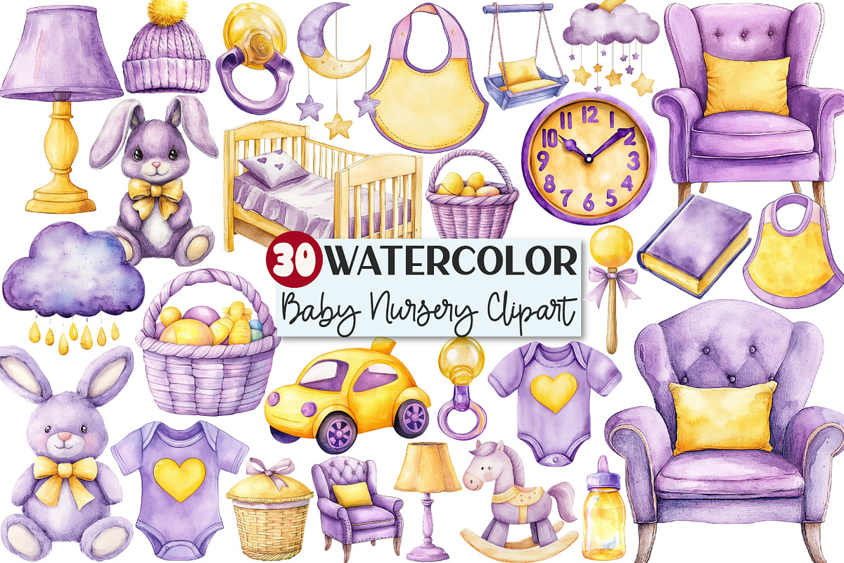 Yellow Light Lilac Baby Nursery Clip, an Illustration by Rose Art (Photo 1 of 4)