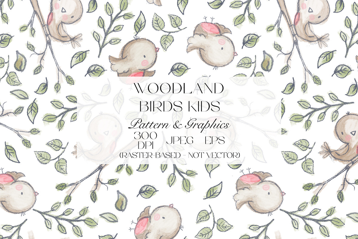 Woodland Birds Pattern, a Pattern Graphic by StudioGlouna (Photo 1 of 4)