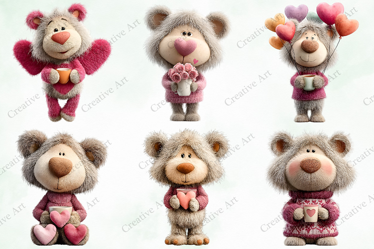 Whimsical Valentine Teddy Bear Clipa, an Illustration by Creative Art (Photo 6 of 9)