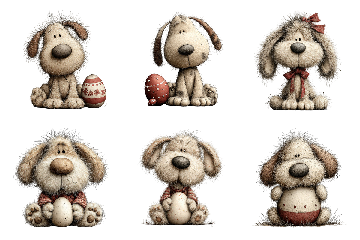 Whimsical Easter Dogs Clipart, an Illustration by SinaCreation (Photo 5 of 11)