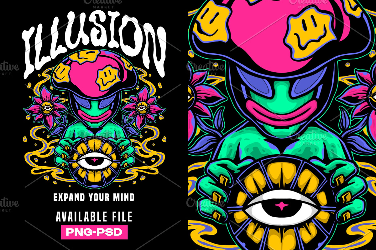 Psychedelic Alien Illustration, an Object Illustration by Pries Studio (Photo 1 of 3)