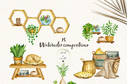Boho Home. Watercolor interior set, an Object Graphic by JuliaBadeeva (Thumbnail 2 of 6)
