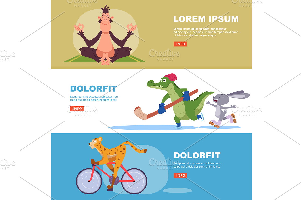 Sport animals. horizontal banners, an Animal Illustration by Onyx