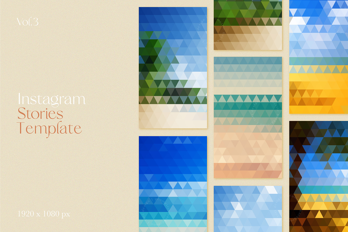 Beach background geometric set preview 3