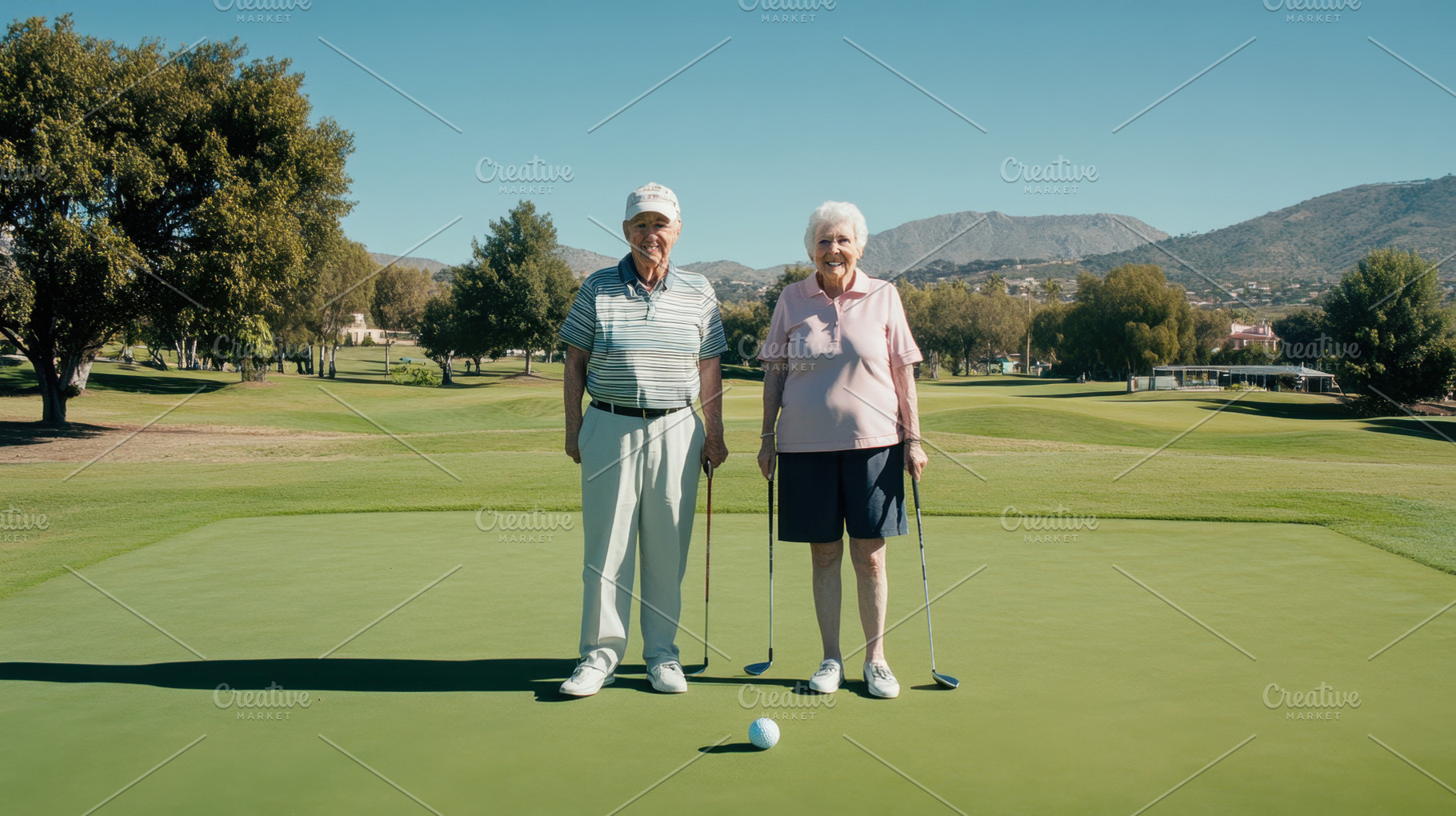 Seniors enjoy golf on a sunny day, a Photo by Beautiful things