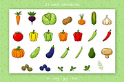 Vegetables. Cliparts and patterns, a Pattern Graphic by Valeria Soloveva (Thumbnail 3 of 10)