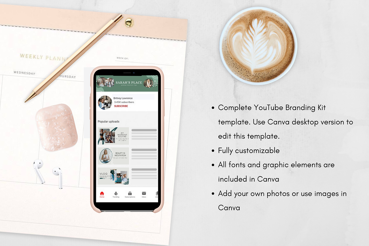 YouTube Branding Bundle - Canva, a Social Media Template by Tegefeldt Design (Photo 5 of 8)