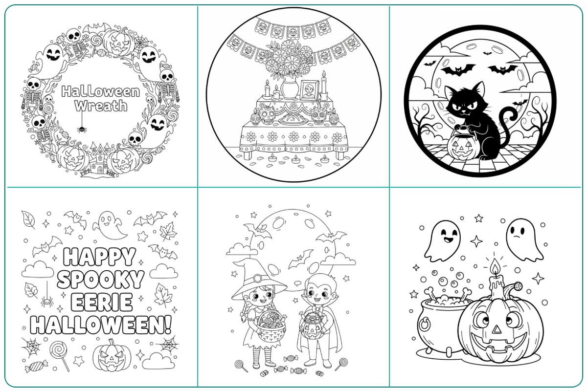57 Halloween Activity Coloring Pages, a Seasonal Illustration by Nuvame Arts & Designs (Photo 4 of 11)