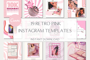 Pink Retro Instagram templates, a Social Media Template by Sian Elizabeth Designs