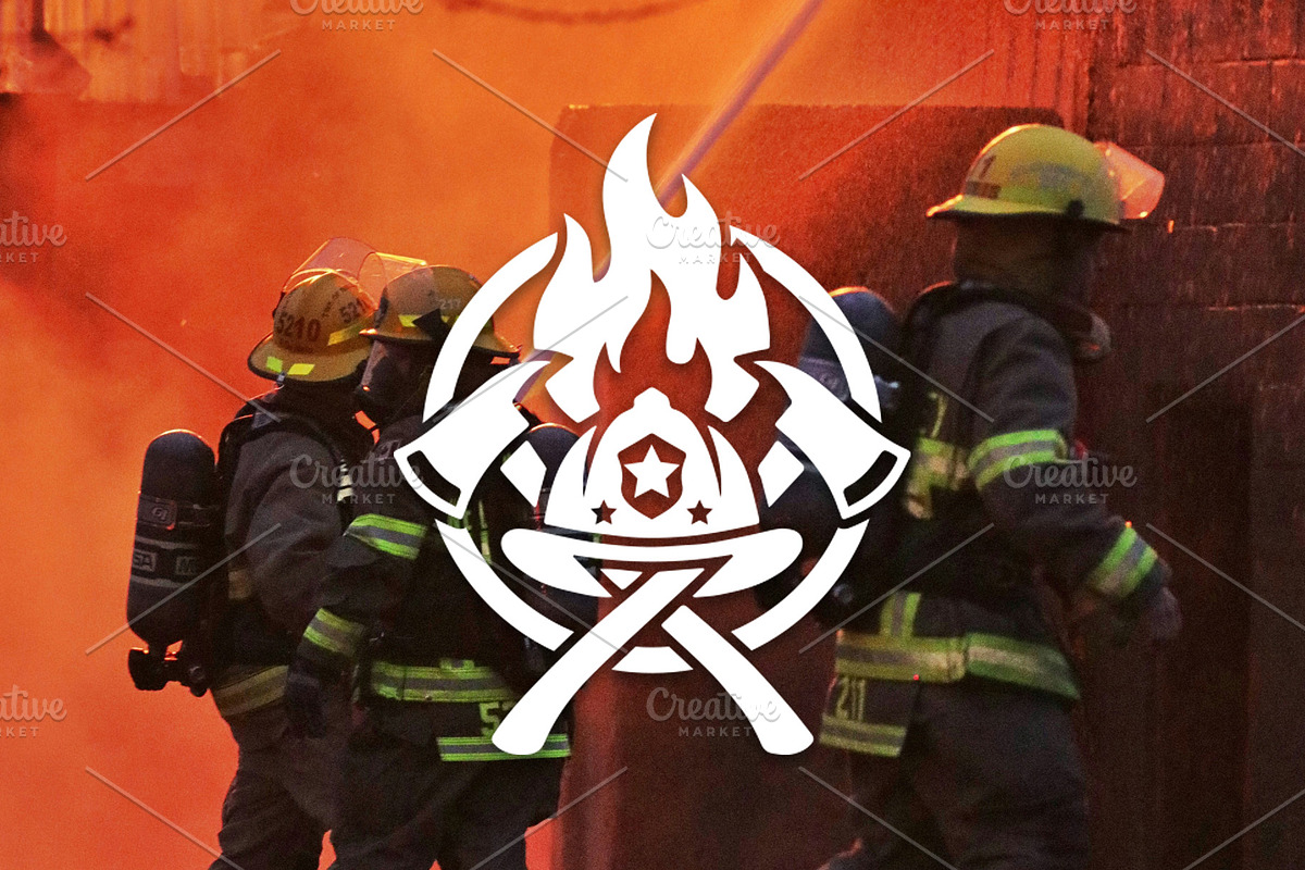 Firefighter Helmet Crossed Axes Logo, a Branding & Logo Template by Atlantis X Nurman Arbai (Photo 1 of 3)
