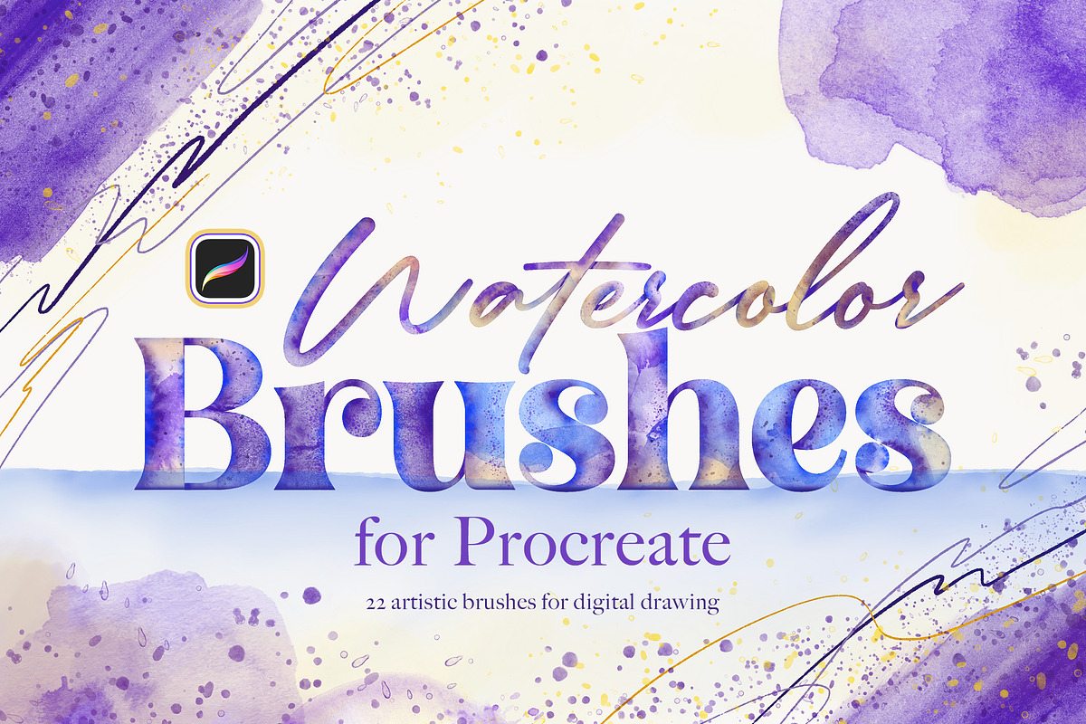 Watercolor Procreate Brushes, a Brush Add-On by Andrew Skoch Design (Photo 1 of 12)