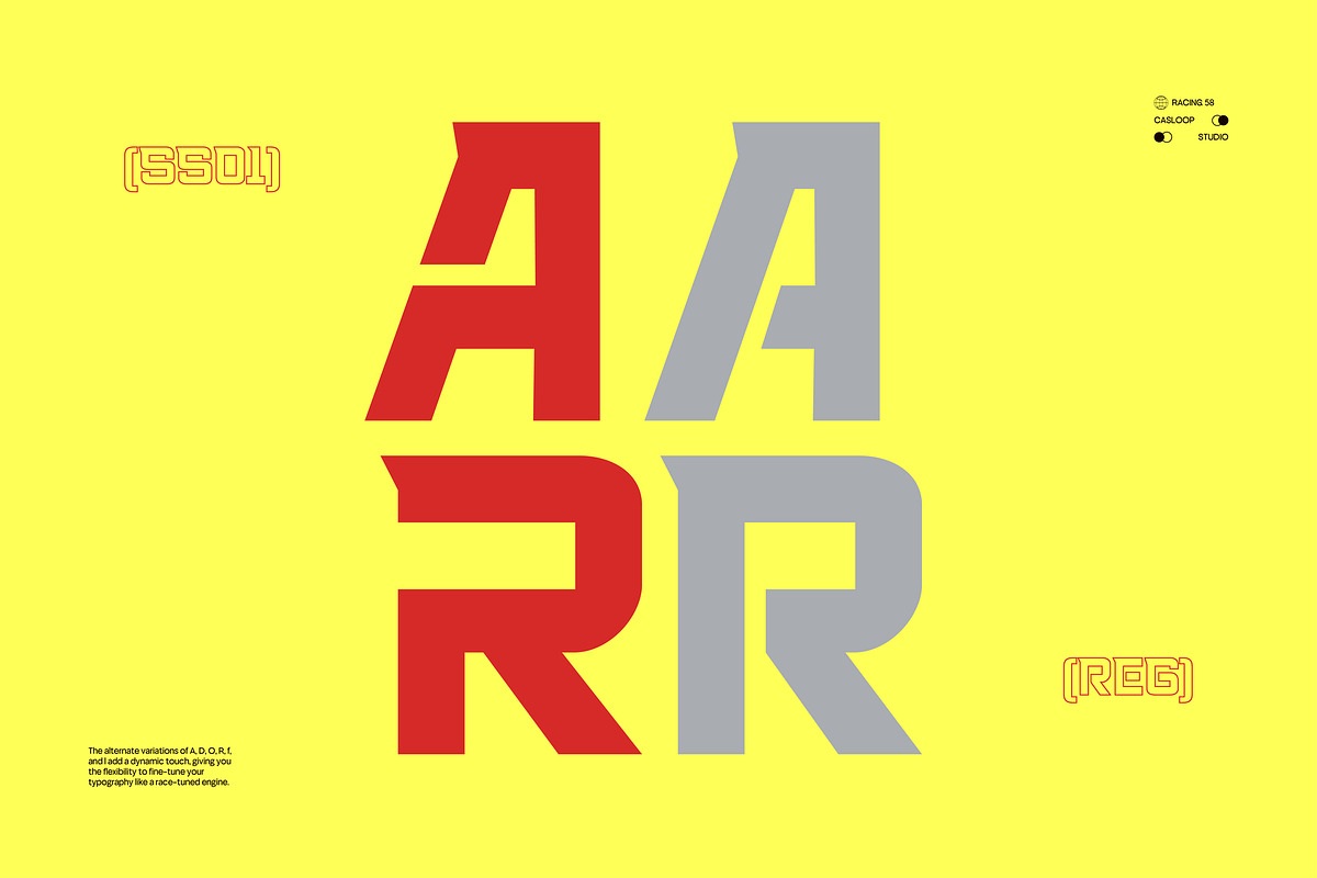 Racing 58 - Sport Racing Logo Font, a Sans Serif Font by Casloop Studio (Photo 4 of 9)