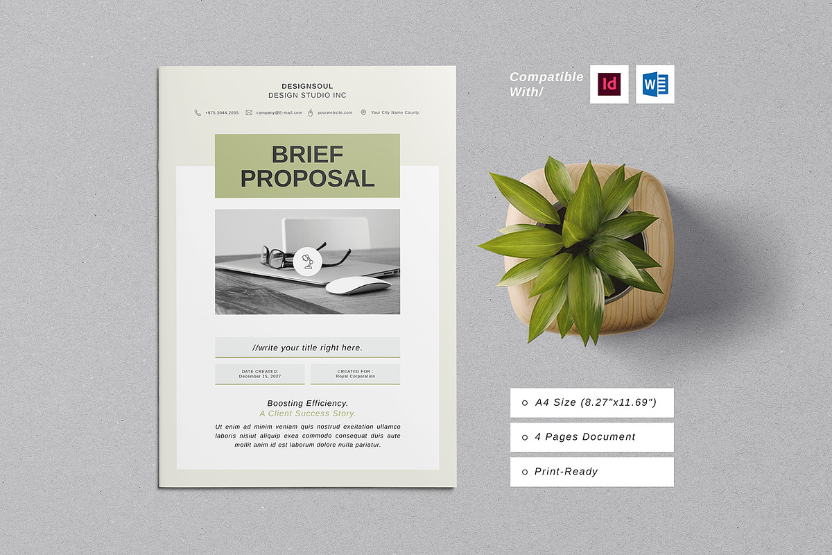 Brief Proposal Template, a Stationery Template by Designsoul14 (Photo 1 of 4)