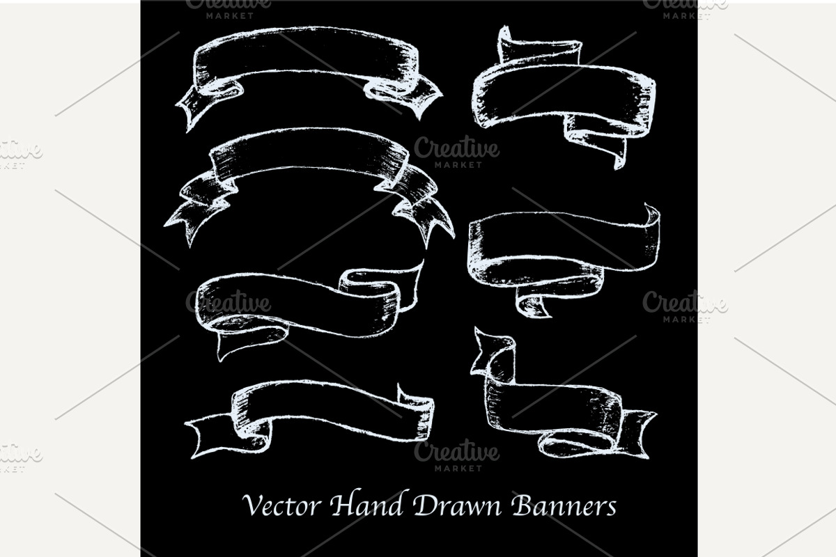 Vector hand drawn banners set., an Object Graphic by CreativeJourney (Photo 1 of 3)