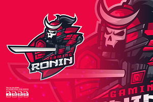 Ronin Skull Mascot Esport Logo, a Branding & Logo Template by prps.std