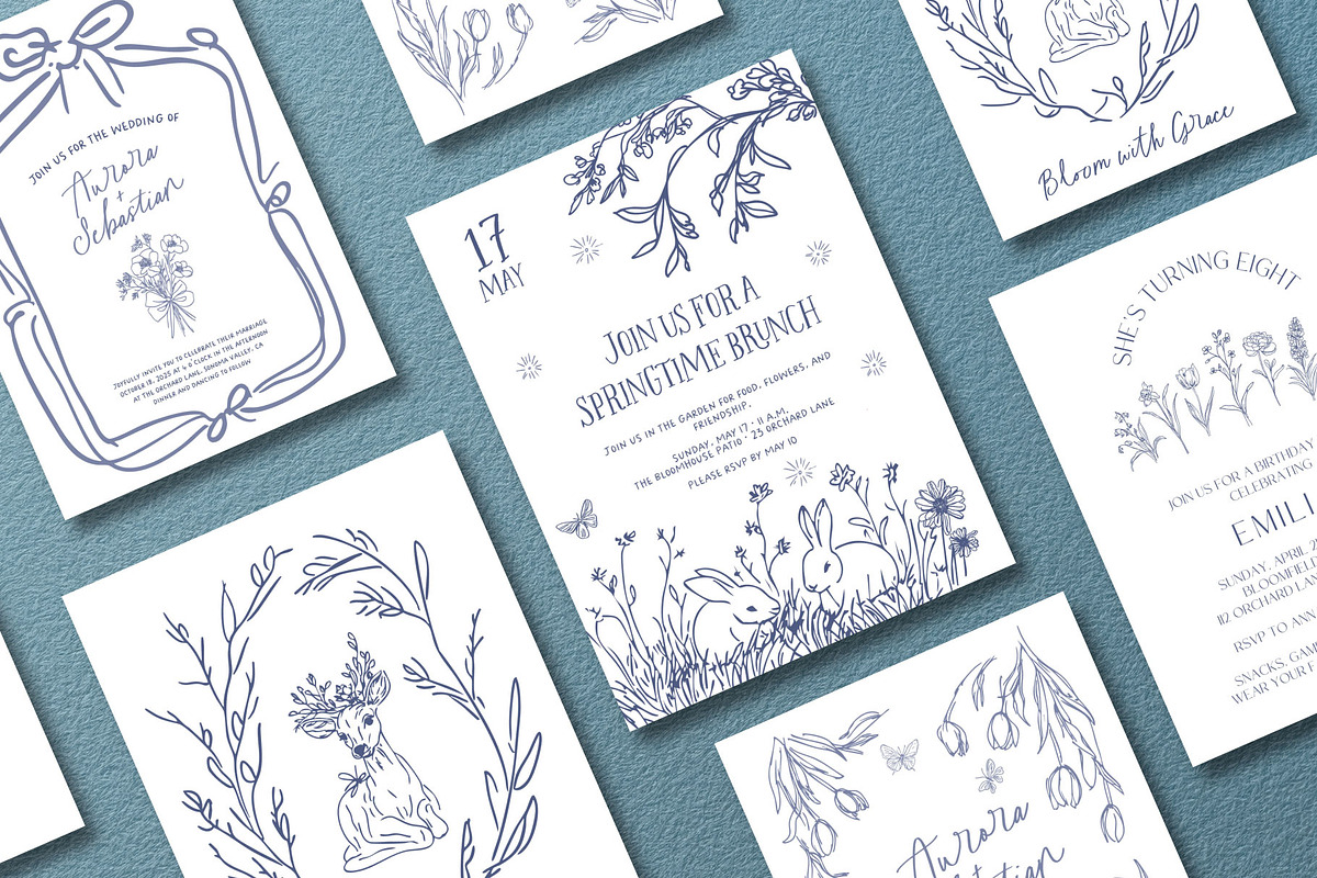 Whimsical Spring Line Art, an Object Graphic by MaNechaeva (Photo 7 of 9)