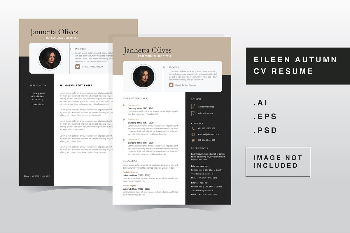 Janneta Olives - CV Resume Template, a Resume Template by QueenType