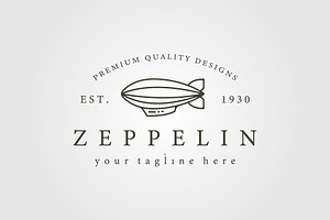 Vintage Zeppelin Airship Line Icon