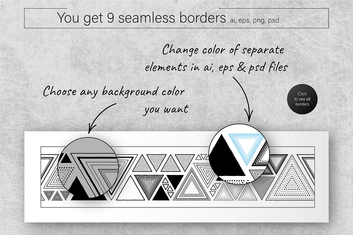 Triangles: Patterns & Borders, a Pattern Graphic by Aleksandra Popova