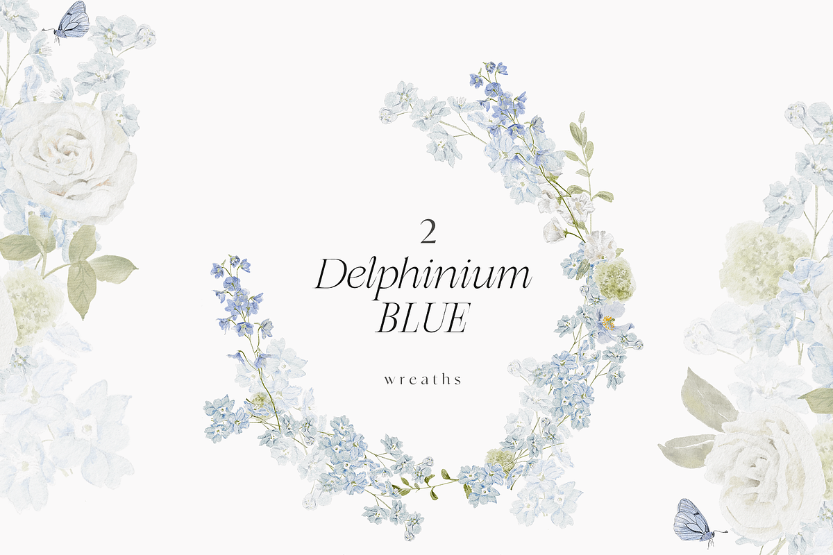 Delphinium blue Delicate Flowers, a Decorative Illustration by Grace Noboa Illustrations (Photo 7 of 9)
