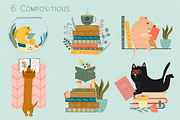Cute pets reading the books. Clipart, an Animal Illustration by PenguinArtStudio (Thumbnail 3 of 13)